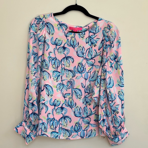 Lilly Pulitzer Tops - NEW!! Lilly Pulitzer, Floral Pink and Blue Women's Top, size S
